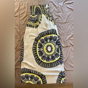 Yellow and Black Geometric Patterned tube top Maxi Dress, size Small